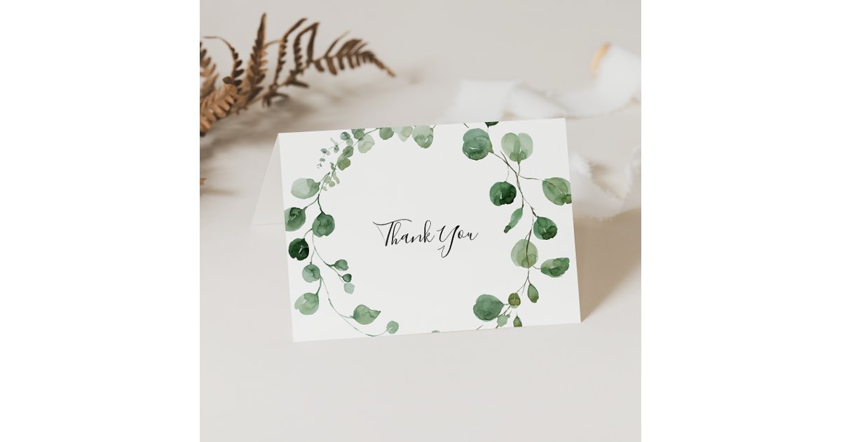 Eucalyptus Folded Wedding Thank You Card | Zazzle