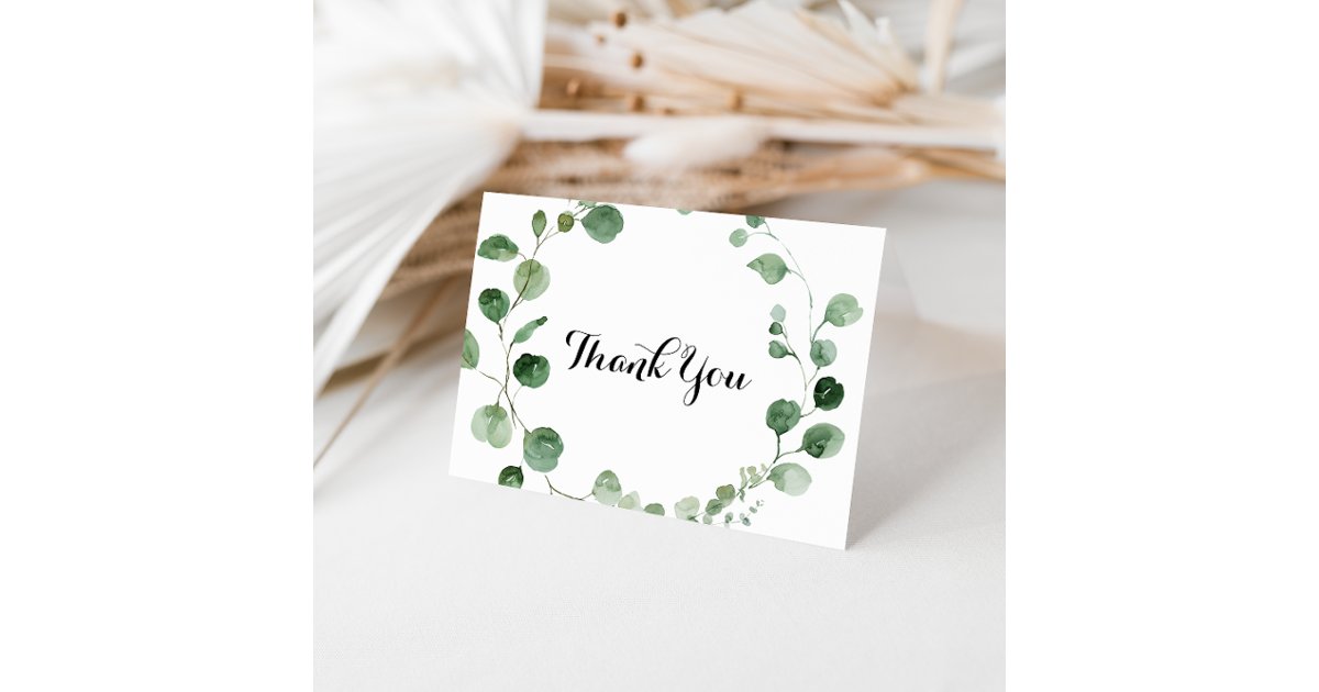 Eucalyptus Folded Wedding Thank You Card | Zazzle