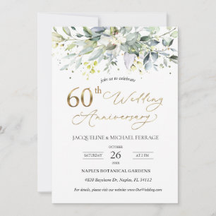 Eucalyptus foliage 60th Wedding Anniversary Invitation