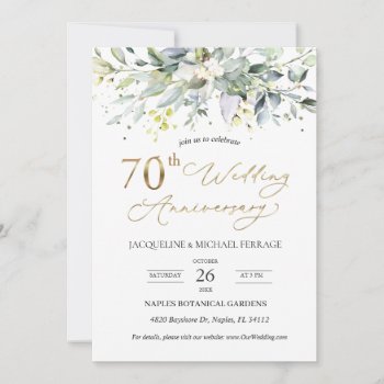 Eucalyptus Foliage 70th Wedding Anniversary  Invitation by IrinaFraser at Zazzle