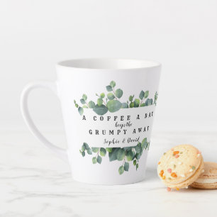 Eucalyptus Foliage A Coffee A Day Monogram Latte Mug