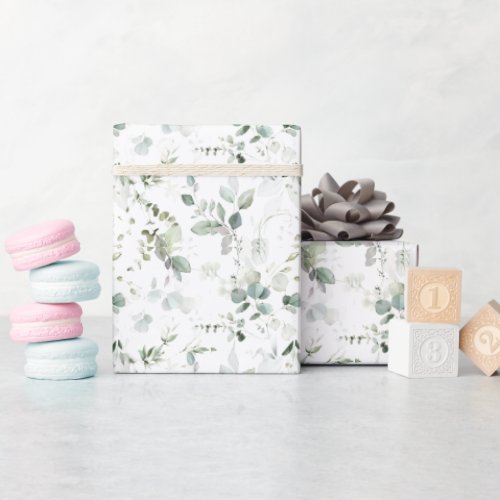 Eucalyptus Foliage Baby or Bridal Shower Wrapping Paper