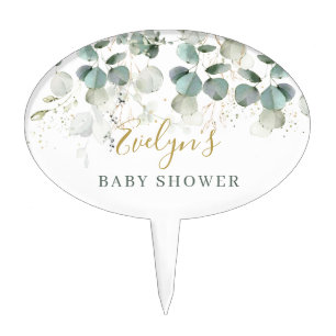 Eucalyptus Foliage Baby Shower Cake Topper