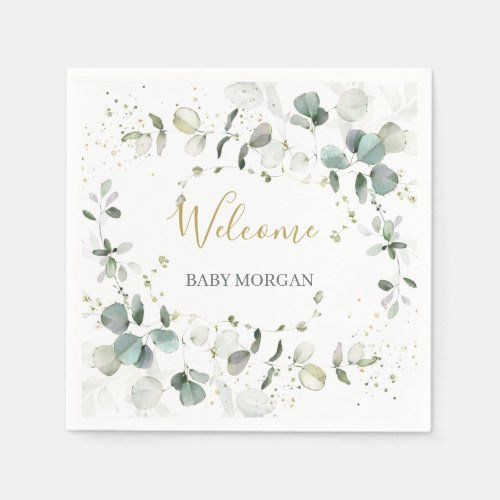 Eucalyptus Foliage Baby Shower Napkins