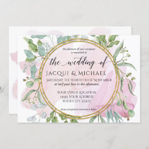 Eucalyptus Foliage Blush Modern Watercolor Wedding Invitation