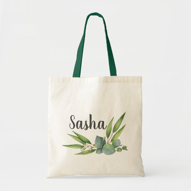 Eucalyptus Foliage Bouquet Personalized Tote Bag (Front)