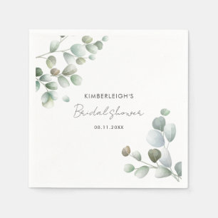 Eucalyptus Foliage Bridal Shower Paper Napkins