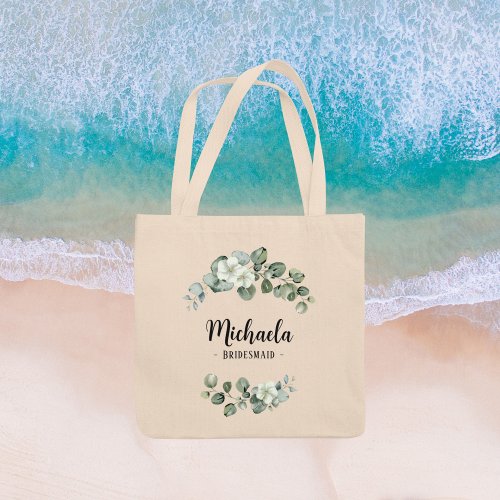 Eucalyptus Foliage Bridesmaid Favor Personalized Tote Bag