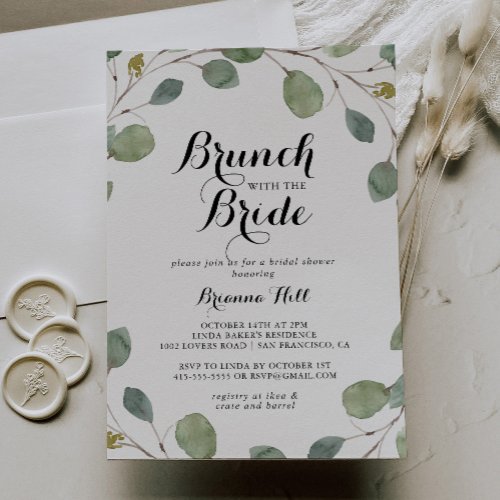 Eucalyptus Foliage Brunch with the Bride Shower Invitation