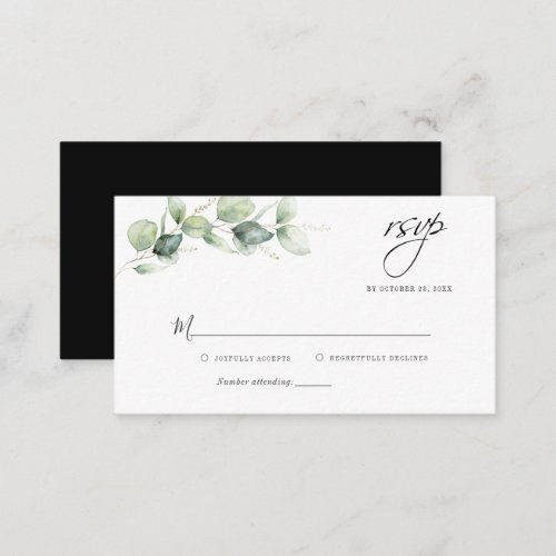 Eucalyptus Foliage Budget Wedding RSVP Card