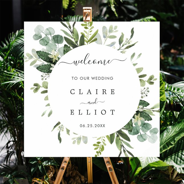 Eucalyptus Foliage Circle Frame Wedding Welcome Poster (Creator Uploaded)