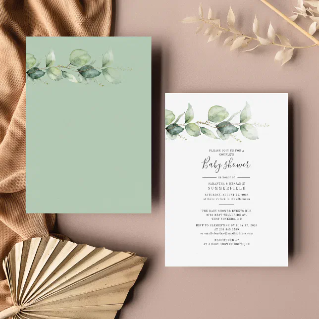 Eucalyptus Foliage Couples Baby Shower Invitation | Zazzle