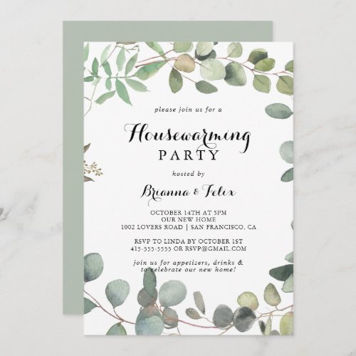 Eucalyptus Foliage Delight Housewarming Party Invitation