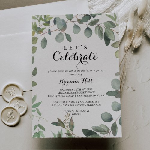 Eucalyptus Foliage Delight Lets Celebrate Party Invitation