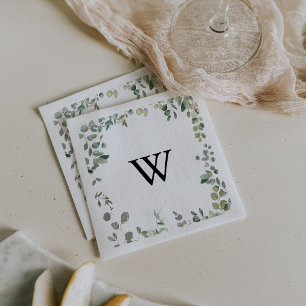 Eucalyptus Foliage Delight Monogram Wedding Napkin