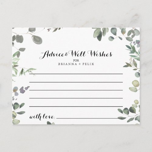 Eucalyptus Foliage Delight Wedding Advice Card