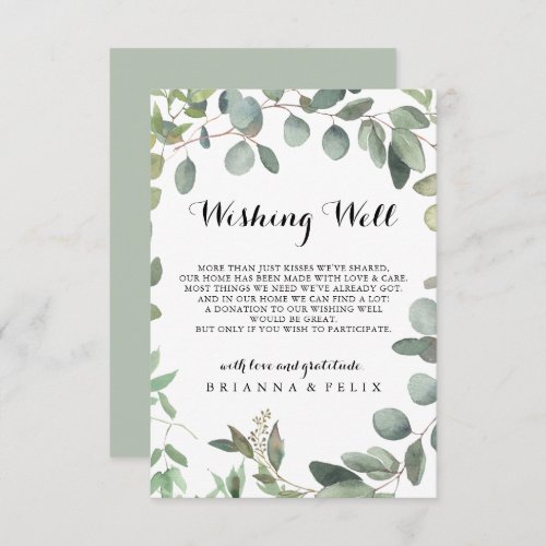 Eucalyptus Foliage Delight Wedding Wishing Well Enclosure Card