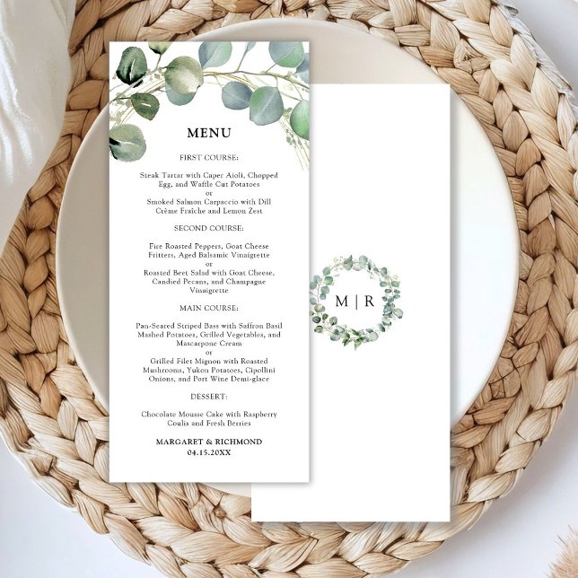 Eucalyptus Foliage Elegant Greenery Wedding Menu (Creator Uploaded)