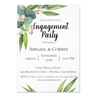 Eucalyptus Foliage Engagement Party Invitation