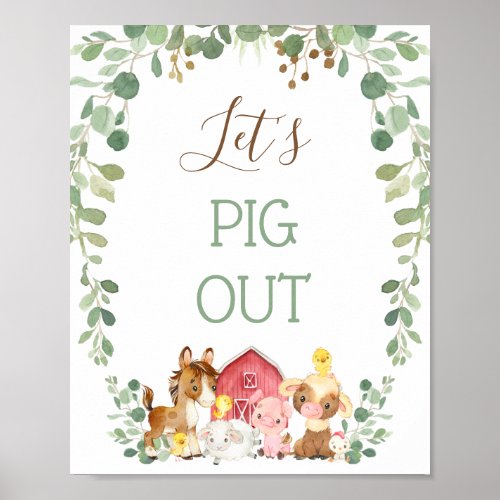 Eucalyptus Foliage Farm Birthday Party Sign