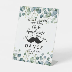 Eucalyptus foliage GENTLEMEN BATHROOM wedding Pedestal Sign