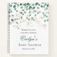 Eucalyptus Foliage Gold Leaves Baby Shower Noteboo Notebook