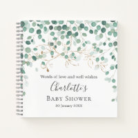 Eucalyptus Foliage Gold Leaves Baby Shower Notebook