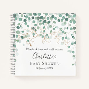 Eucalyptus Foliage Gold Leaves Baby Shower Notebook