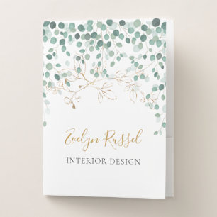 Eucalyptus Foliage Gold Leaves  Pocket Folder