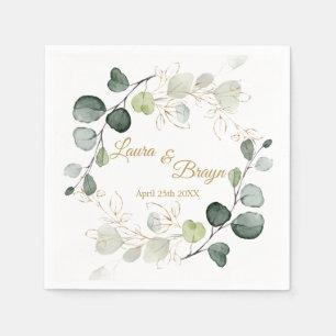 Eucalyptus Foliage Gold Leaves Wedding Napkins