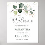 Eucalyptus Foliage Gold Leaves Wedding Welcome  Po Poster at Zazzle