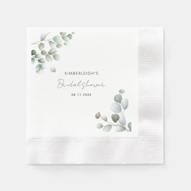 Eucalyptus Foliage Greenery Bridal Shower Napkins (Front)