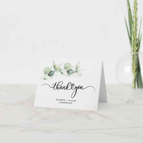 Eucalyptus Foliage Hand_Lettered Wedding Thank You Card