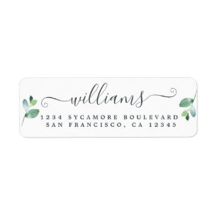 Eucalyptus Foliage Last Name Return Address Label