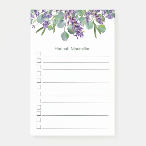 Eucalyptus Foliage Lavender Flowers  To Do List  Post_it Notes