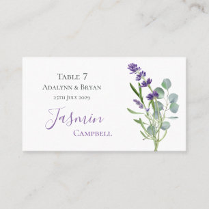 Eucalyptus Foliage Lavender Flowers Wedding Place Card