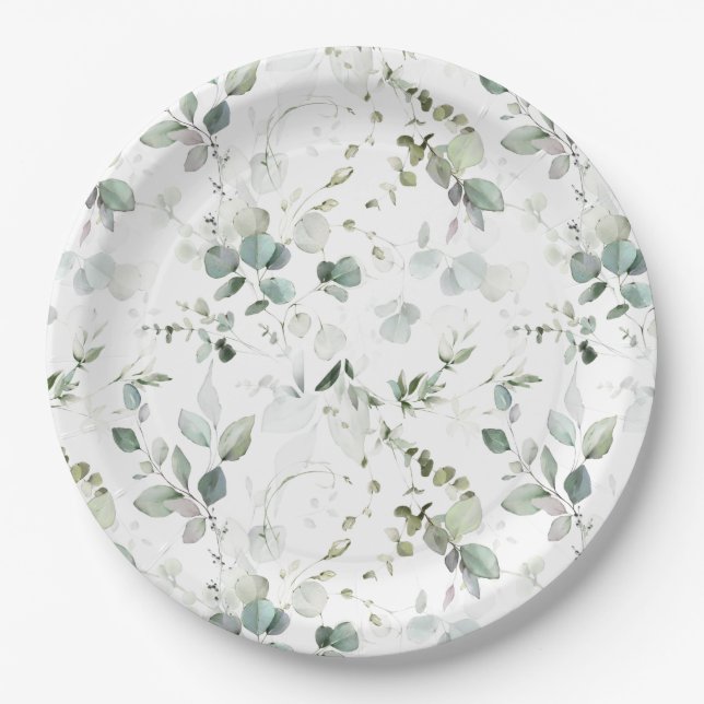 Eucalyptus Foliage Paper Plates (Front)