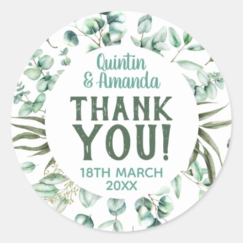 Eucalyptus Foliage Party Favor Classic Round Sticker