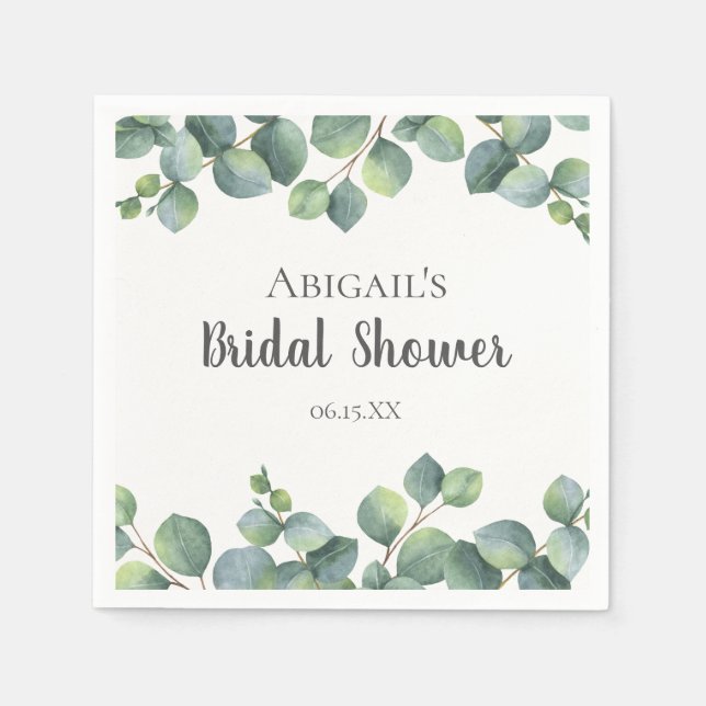Eucalyptus Foliage Personalized Paper Napkins (Front)