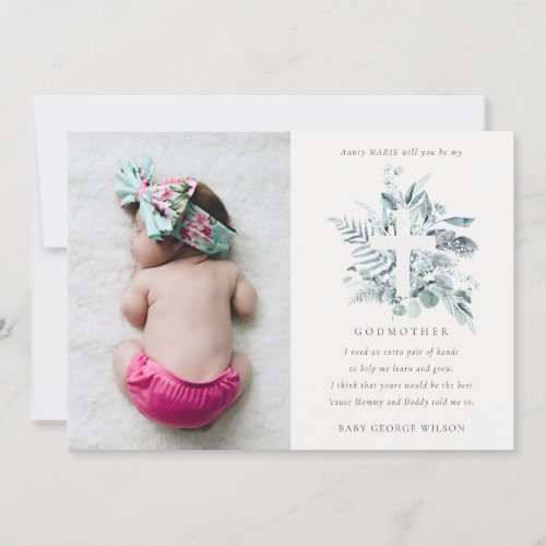 Eucalyptus Foliage Photo Godmother Proposal Invite