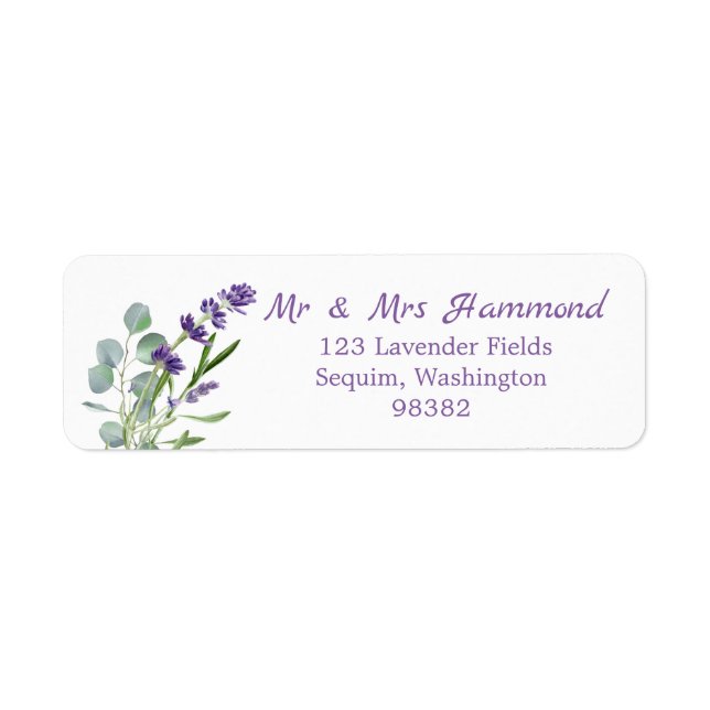 Eucalyptus Foliage Purple Lavender Flowers  Label (Front)