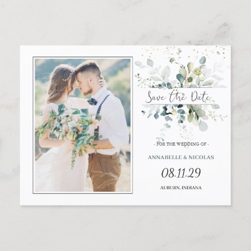 Eucalyptus Foliage Save the Date Photo Postcard