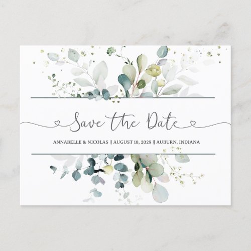 Eucalyptus Foliage Save the Date  Postcard