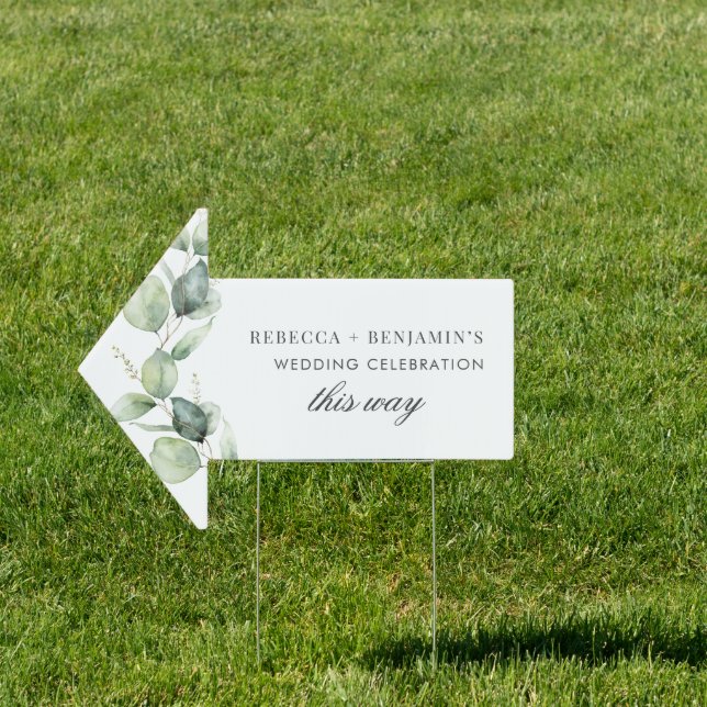 Eucalyptus Foliage Script Wedding Celebration Sign (Insitu)