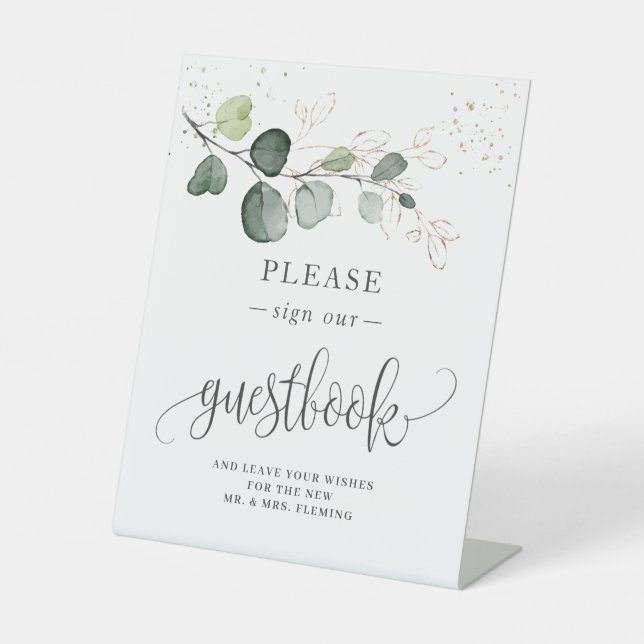 Eucalyptus Foliage Sign Our Guestbooks  (Front)