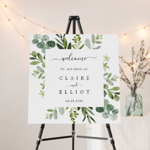 Eucalyptus Foliage Square Frame Wedding Welcome Foam Board