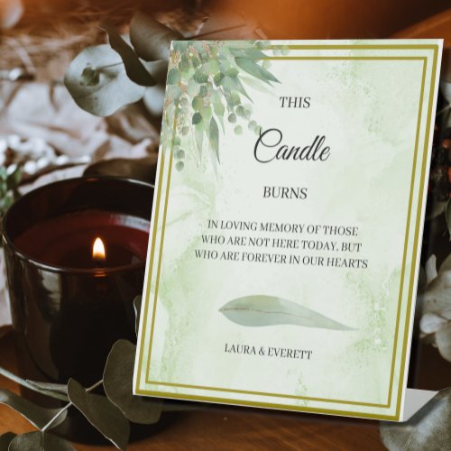 Eucalyptus Foliage This Candle Burns In Memory Pedestal Sign