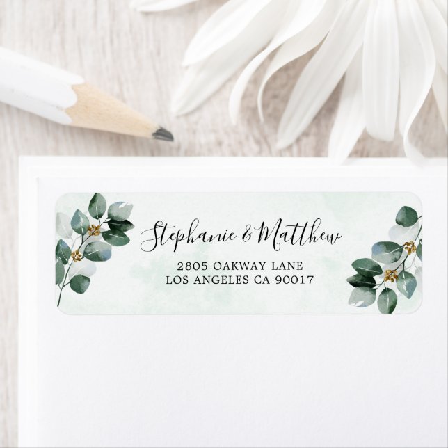 Eucalyptus Foliage Watercolor Elegant Wedding Label (Insitu)