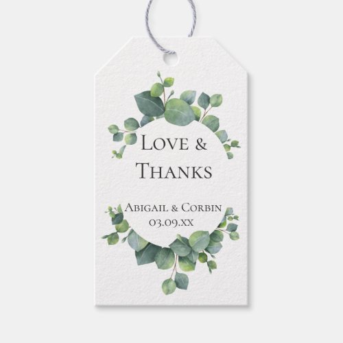 Eucalyptus Foliage Wedding Favor Thank You Gift Tags