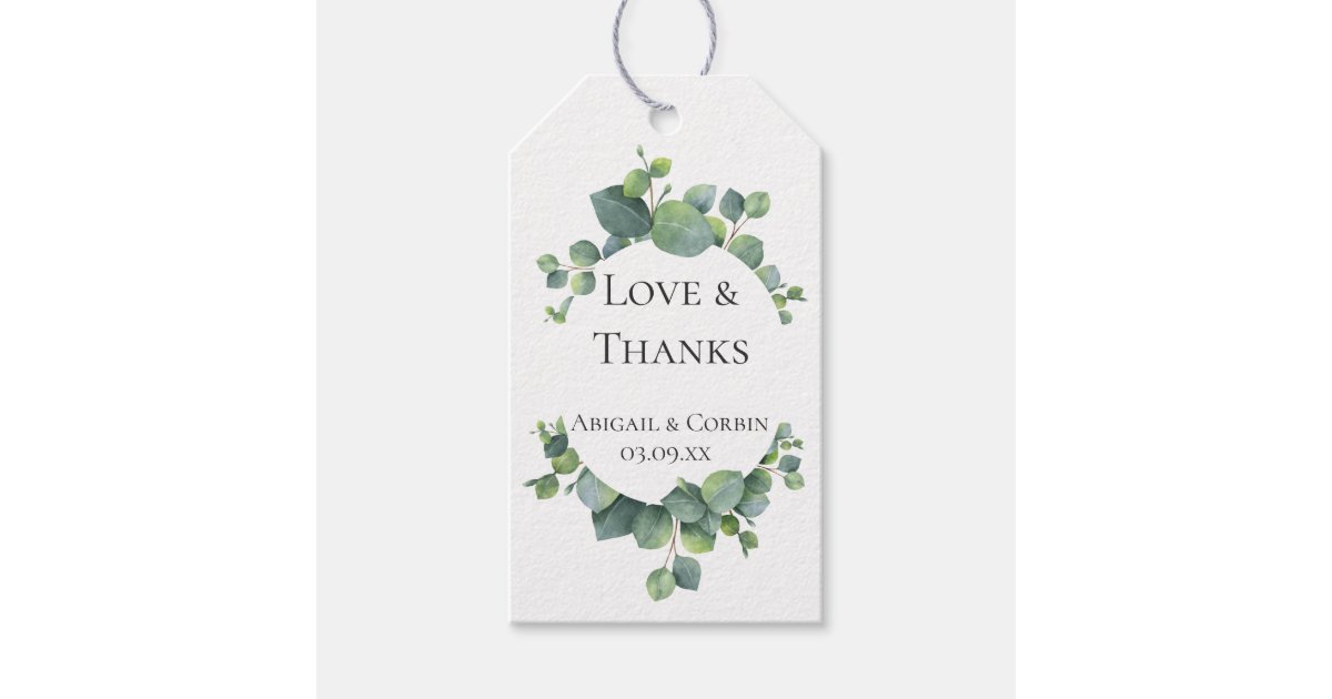 Eucalyptus Foliage Wedding Favor Thank You Gift Tags | Zazzle